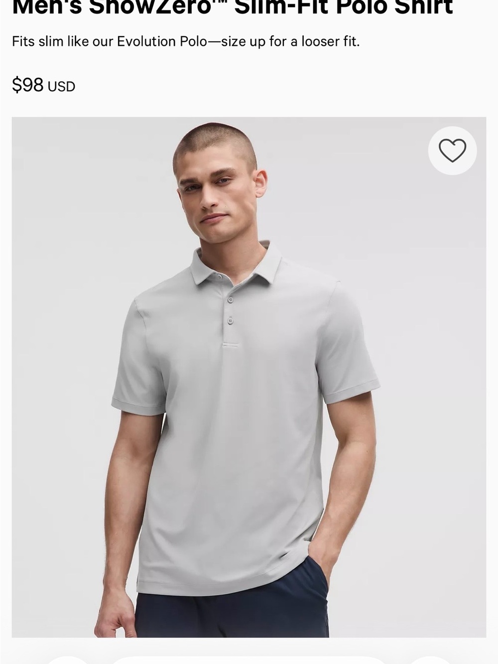 lululemon  Men’s Slim-Fit Polo Shirt — Light Gray L  . price is firm